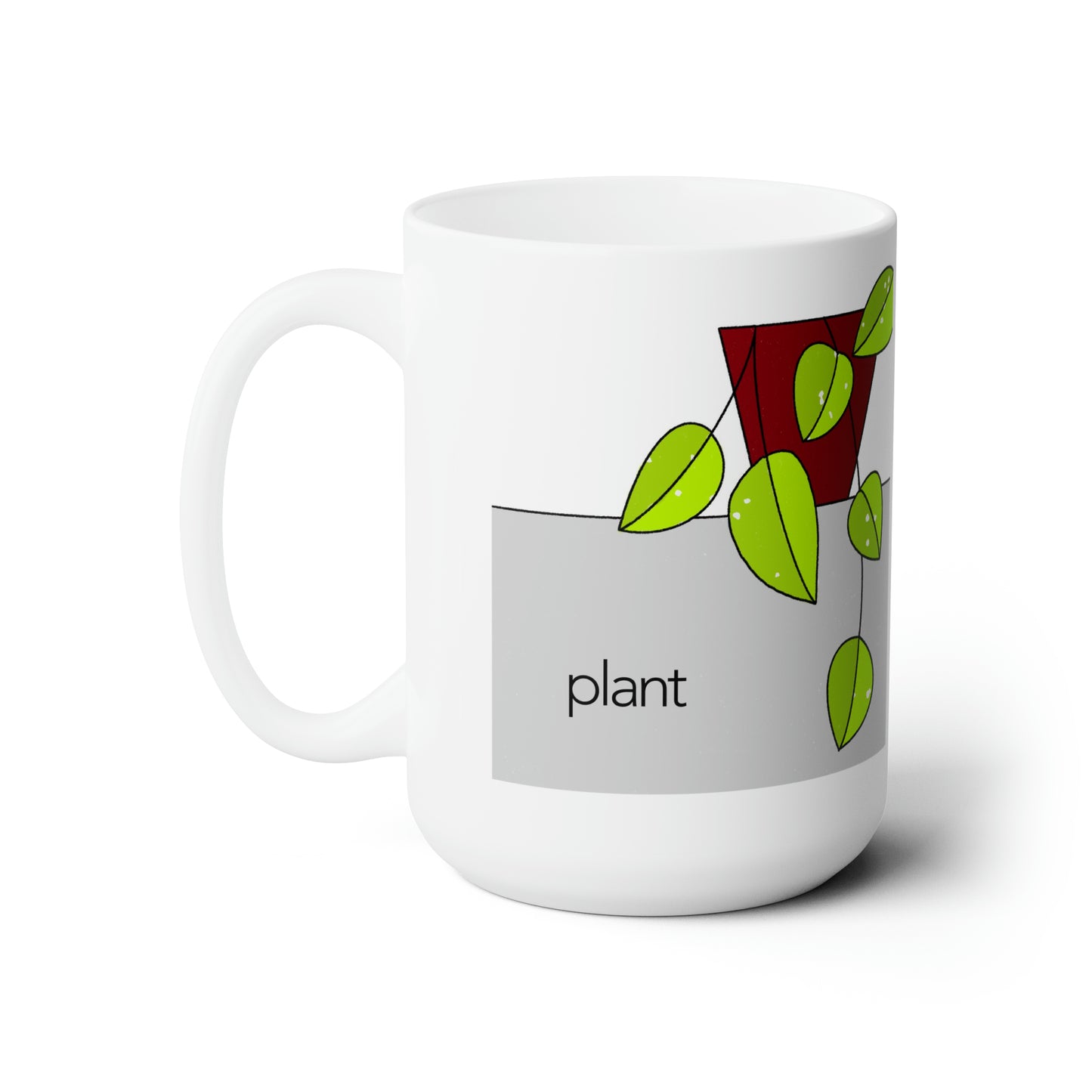 Neon Green Pothos Plant Mug 15 oz