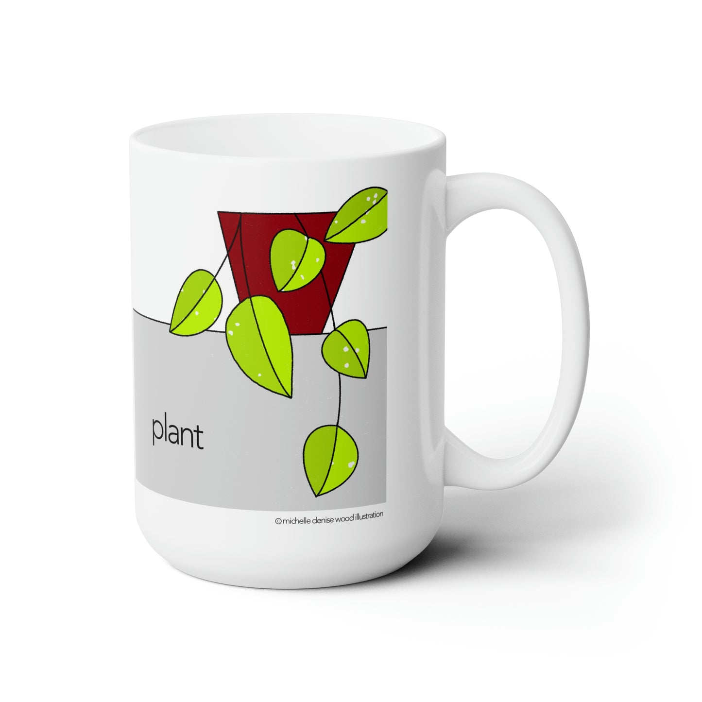 Neon Green Pothos Plant Mug 15 oz