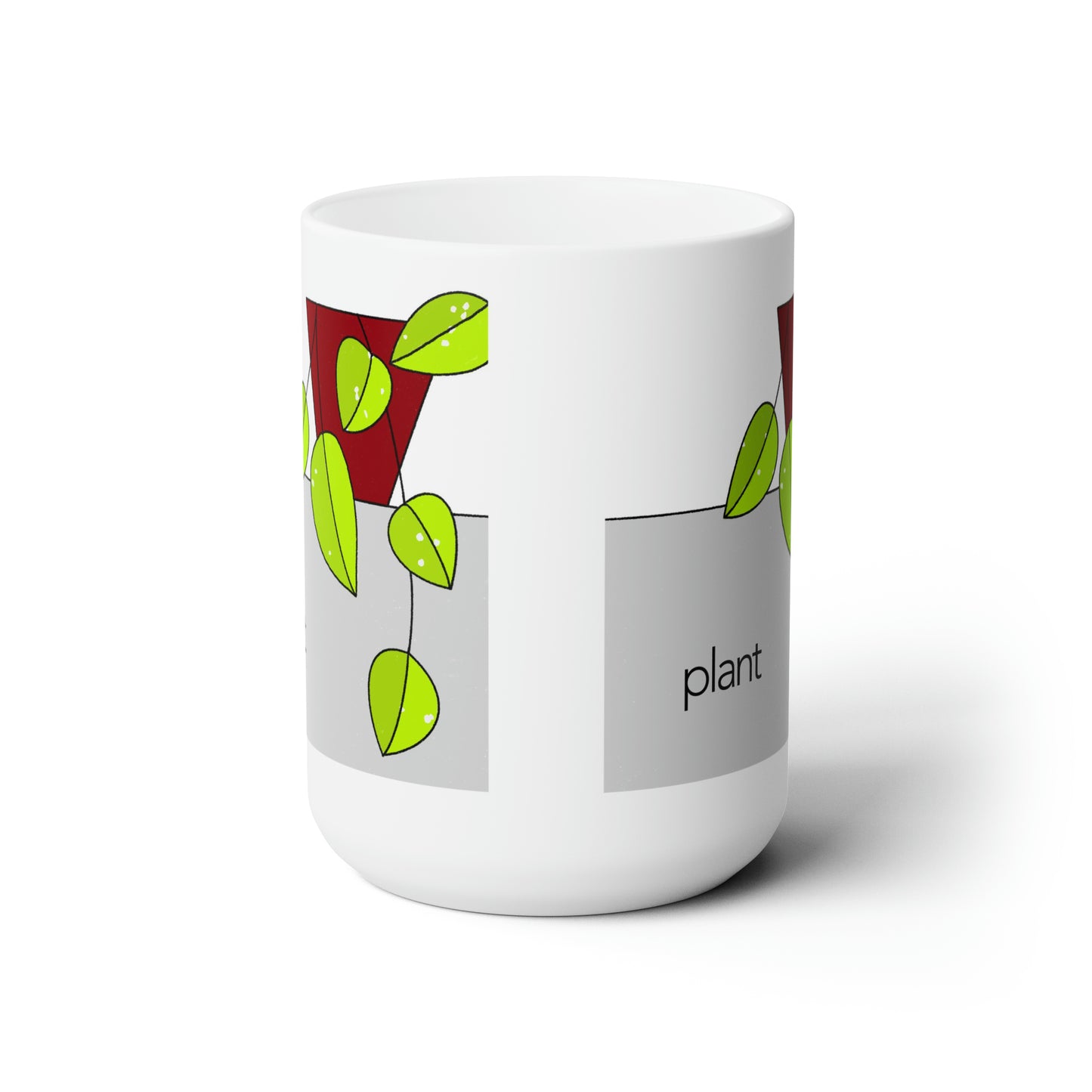 Neon Green Pothos Plant Mug 15 oz