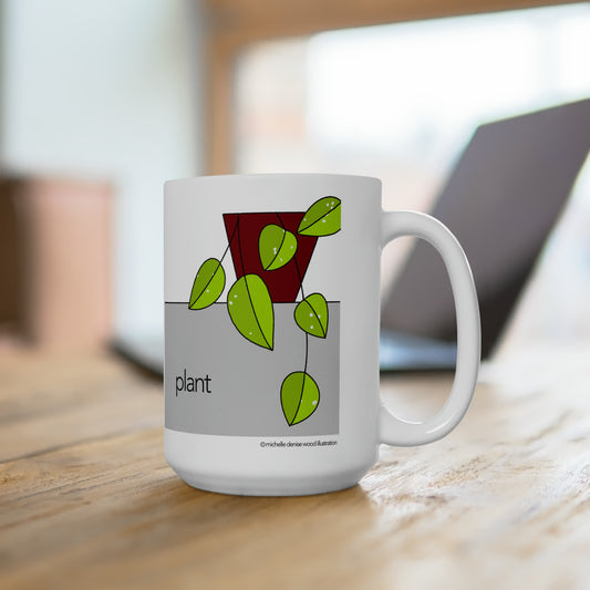 Neon Green Pothos Plant Mug 15 oz