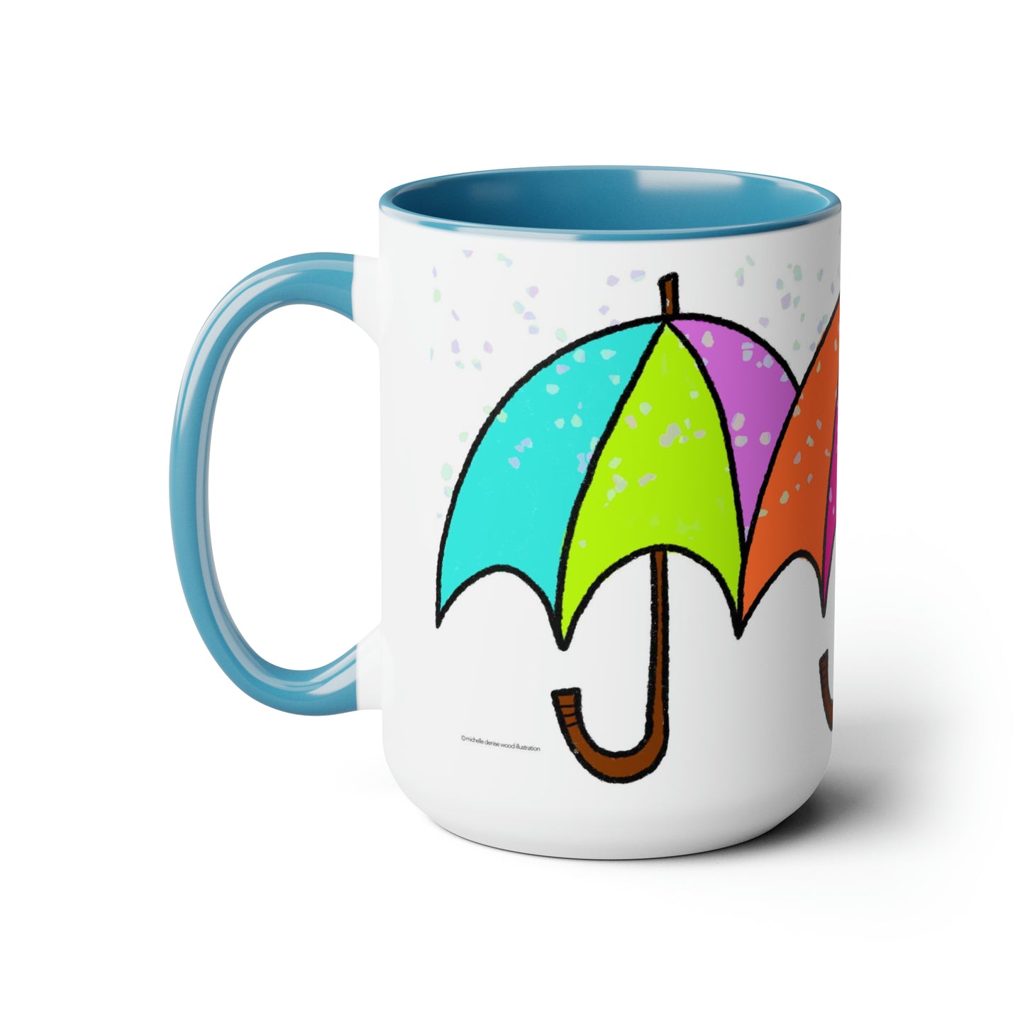 Rainy Day Umbrellas Two-Tone Coffee Mug 15oz