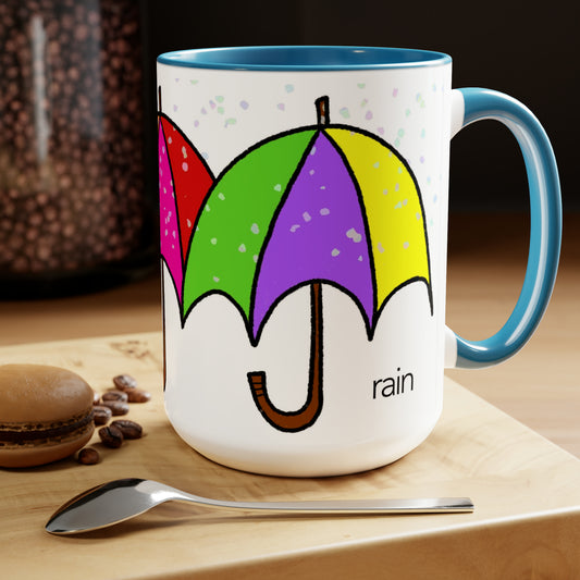 Rainy Day Umbrellas Two-Tone Coffee Mug 15oz