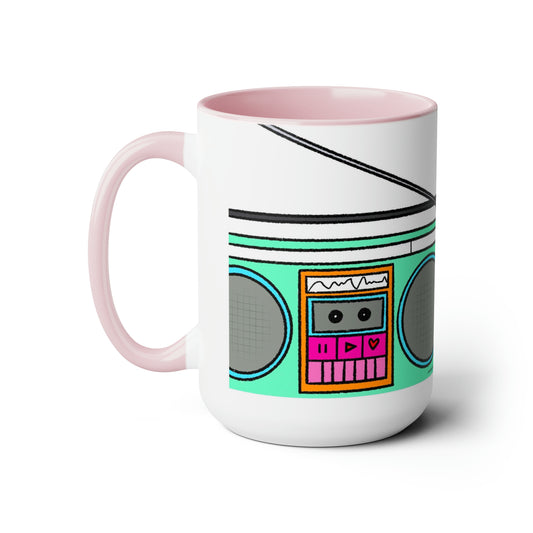 Totally 80s Boom Box Two-Tone Coffee Mug 15oz