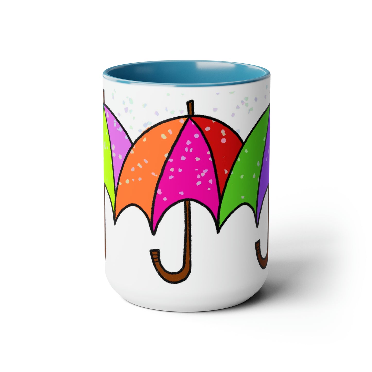 Rainy Day Umbrellas Two-Tone Coffee Mug 15oz