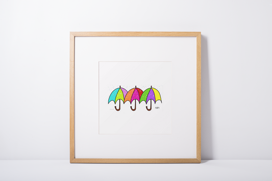 Rainy Day Umbrellas Matte Poster